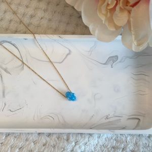 Ohm hand azerite gem stone gold necklace